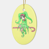 キャンディーケイン小妖精や小人オーナメント セラミックオーナメント (左)