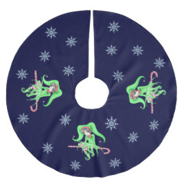 キャンディーケイン小妖精や小人クリスマスツリースカート ブラッシュドポリエステルツリースカート