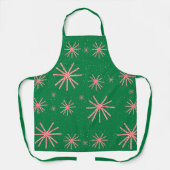 キャンディーケイン雪の結晶が緑 エプロン (正面)