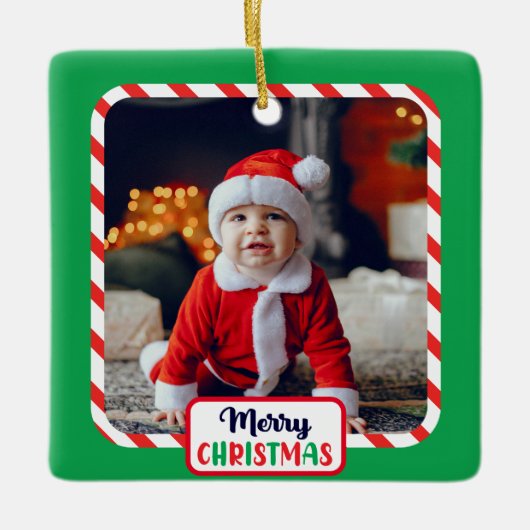 キャンディーケイン(写真を追加)セラミックオーナメント セラミックオーナメント (正面)