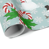 キャンディーケイン、雪だるま包装紙シート ラッピングペーパー (ロールコーナー)