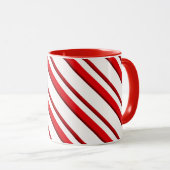 キャンディーケーストライプン、ペパーミン赤と白ト マグカップ (正面右)