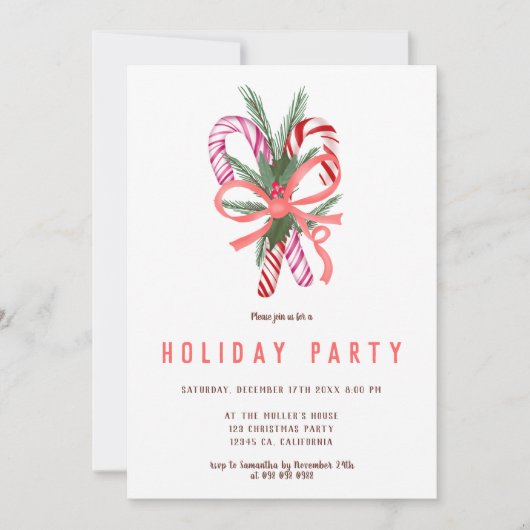 キャンディーケーンかわいいミスタントークリスマスイラストレーション 招待状 (正面)