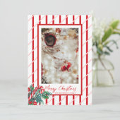 キャンディーケーンとグリーン | クリスマスの家族写真 シーズンカード (スタンド正面)