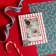 キャンディーケーンとグリーン | クリスマスの家族写真