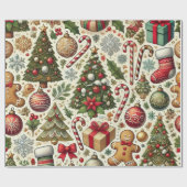 キャンディーケーンとジンジャーブレッドマン ラッピングペーパー (フラット)