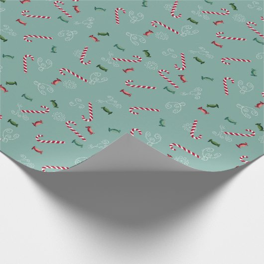 キャンディーケーンとスイーツ ラッピングペーパー (角)