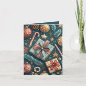 キャンディーケーンとプレゼントのホリデー シーズンカード (正面)