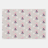キャンディーケーンとベリースノーフレークスクリスマスホリデー ラッピングペーパーシート (正面)