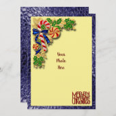 キャンディーケーンとホリークリスマスカード (正面/裏面)