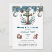 キャンディーケーンとホリークロスクリスマス 招待状 (正面)