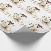 キャンディーケーンと可愛いクリームベア/ホリー ラッピングペーパー (角)