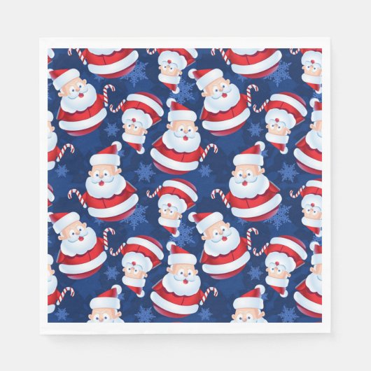 キャンディーケーンと雪の結晶とクリスマスサンタ スタンダードランチョンナプキン (正面)