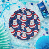 キャンディーケーンと雪の結晶とクリスマスサンタ ペーパープレート (パーティー)