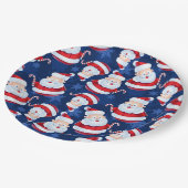 キャンディーケーンと雪の結晶とクリスマスサンタ ペーパープレート (アングル)