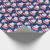 キャンディーケーンと雪の結晶とクリスマスサンタ ラッピングペーパー (角)