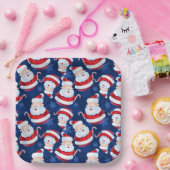 キャンディーケーンと雪の結晶Pa付きクリスマスサンタ ペーパープレート (パーティー)