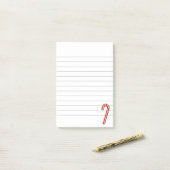 キャンディーケーンのクリスマス描画ライン入り ポストイット (デスク上)