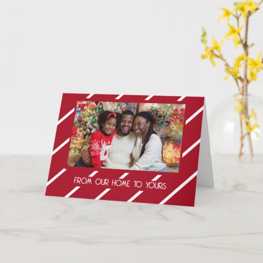 キャンディーケーンのストライプ、5" x 7" 折りたたみ式グリーティングカード カード (黄色い花)