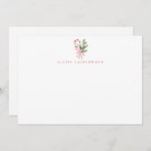 キャンディーケーンのホリー＆リボン 個人名入れのホリデー ノートカード (正面/裏面)