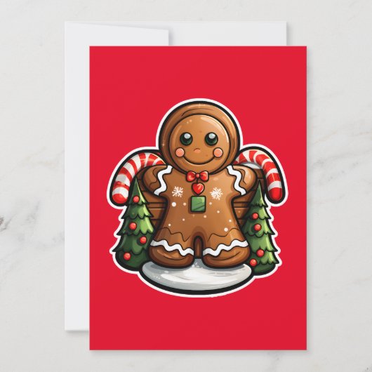 キャンディーケーンの付いたジンジャーブレッドマン シーズンカード (正面)