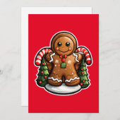 キャンディーケーンの付いたジンジャーブレッドマン シーズンカード (正面/裏面)