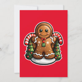キャンディーケーンの付いたジンジャーブレッドマン シーズンカード