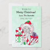 キャンディーケーンを持ったかわいいクリスマスマウス シーズンカード (正面)