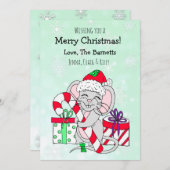 キャンディーケーンを持ったかわいいクリスマスマウス シーズンカード (正面/裏面)