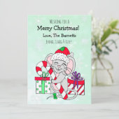 キャンディーケーンを持ったかわいいクリスマスマウス シーズンカード (スタンド正面)