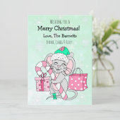 キャンディーケーンを持ったかわいいクリスマスマウス シーズンカード (スタンド正面)