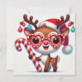 キャンディーケーンを持ったかわいいトナカイ シーズンカード (正面)
