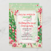 キャンディーケーンウィンターペパーミントフォレストクリスマス 招待状 (正面/裏面)