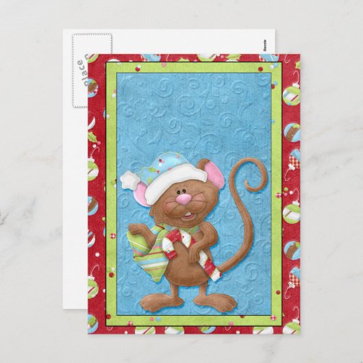 キャンディーケーンカード付きクリスマスマウス シーズンポストカード (正面/裏面)