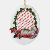 キャンディーケーンキャットクリスマスフォトフレーム セラミックオーナメント (右)