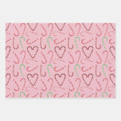 キャンディーケーンギフトラップ3パック ラッピングペーパーシート (正面2)