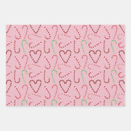 キャンディーケーンギフトラップ3パック ラッピングペーパーシート