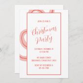 キャンディーケーンクインスパイアリスマスパーティの招待状 招待状 (正面/裏面)