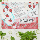 キャンディーケーンクッキーDIYクリスマスレシピ キッチンタオル (折り畳み)