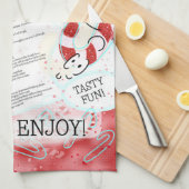 キャンディーケーンクッキーDIYクリスマスレシピ キッチンタオル (四つ折り)