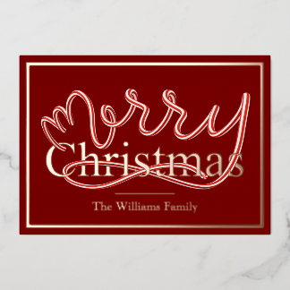 キャンディーケーンクリスマスカード – 赤ストライプ色の背中 箔シーズンカード