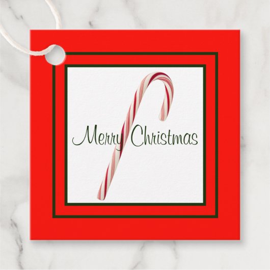 キャンディーケーンクリスマスギフトメッセージカード フェイバータグ (正面)