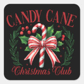 キャンディーケーンクリスマスクラブの分隊のマッチング冬 スクエアシール (正面)