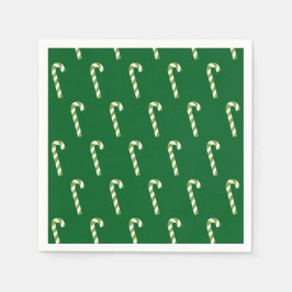キャンディーケーンクリスマスグリーン スタンダードカクテルナプキン