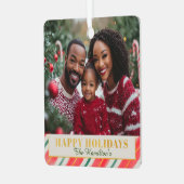 キャンディーケーンクリスマスススススクエアフォトオーナメント メタルオーナメント (正面左)