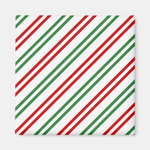 キャンディーケーンクリスマスストライプのクリスマスレッドグリーン マグネット