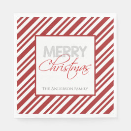 キャンディーケーンクリスマスストライプ |カスタム スタンダードランチョンナプキン