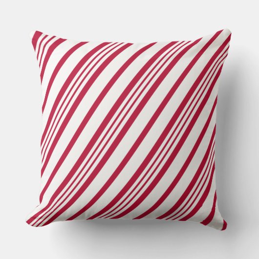 キャンディーケーンクリスマスストライプ クッション (正面)
