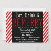 キャンディーケーンクリスマスパーティの招待状テンプレート 招待状 (正面)