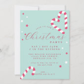 キャンディーケーンクリスマスパーティの招待状パステルグリーン 招待状 (正面)